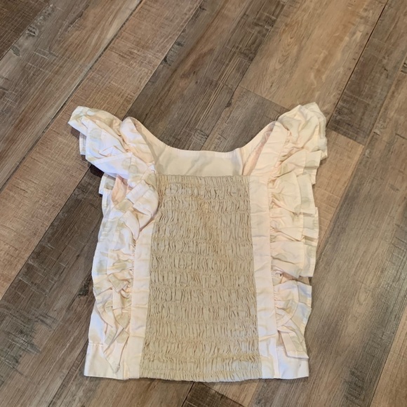 Disney Minnie Mouse Polka Dot Ruffled Little Girl Tank Top Tan Pink Size 4 - Picture 4 of 4